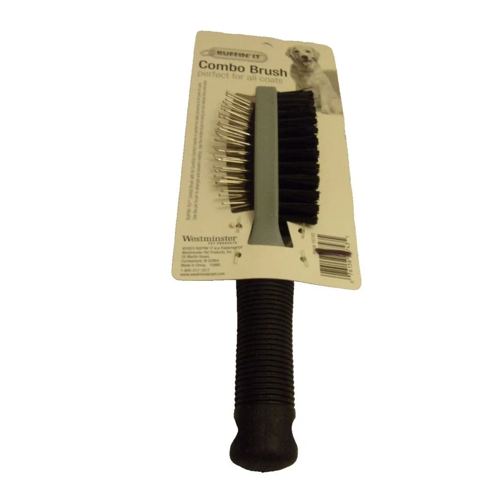 Combo Pet Brush Ruffin It Pin Brush Bristle Brush Sure Grip Handle New Dog Cat